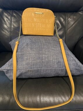 Steve Madden Mustard Yellow Embossed Chain-Strap Crossbody